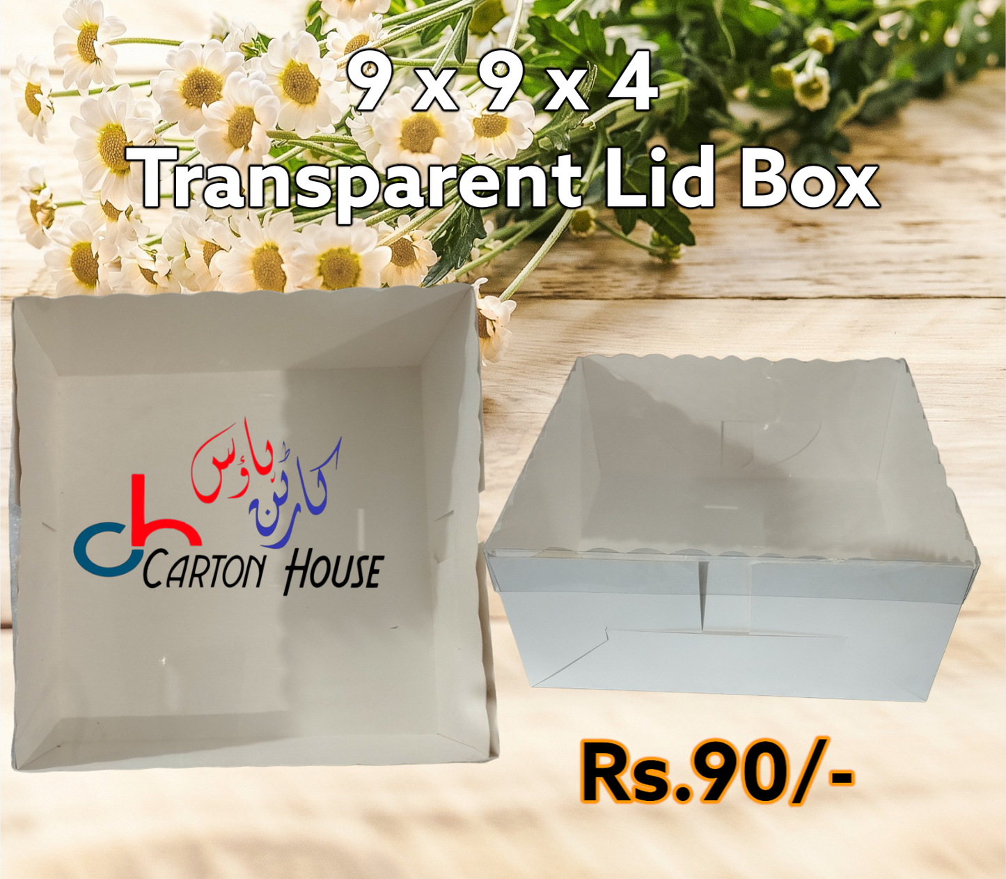 9 x 9 x 4 Transparent Lid Box