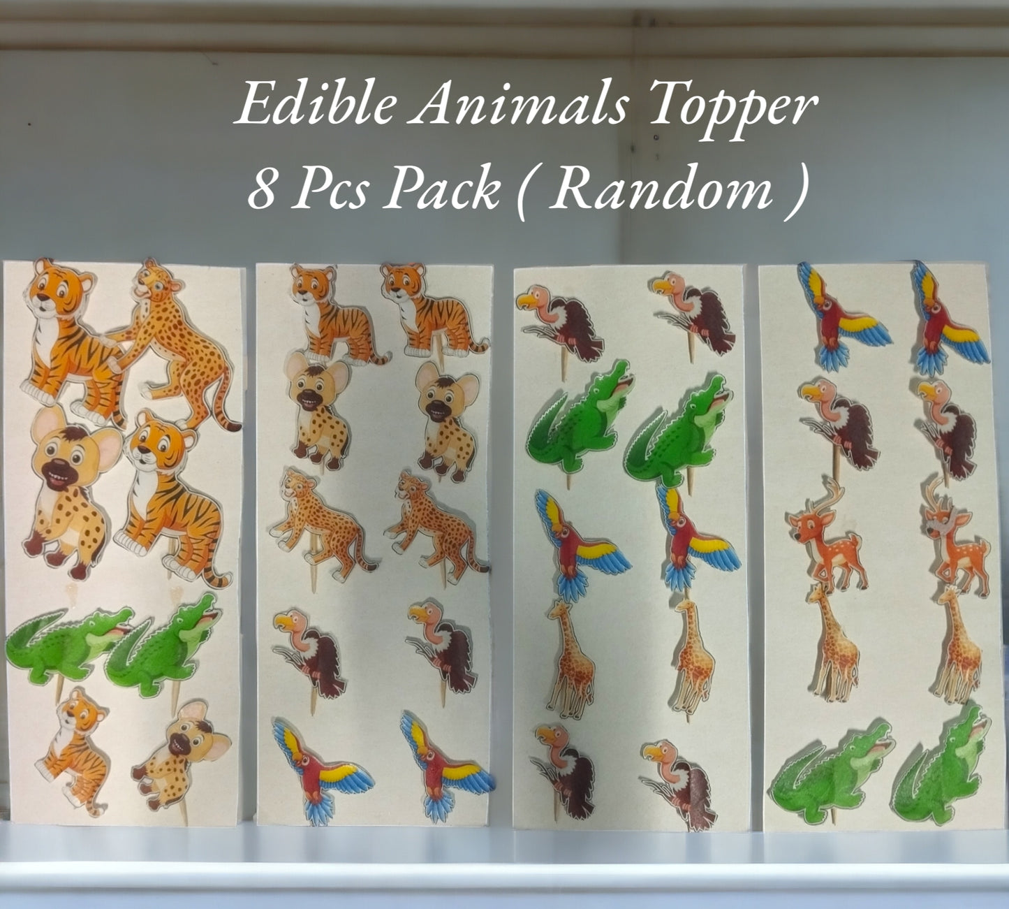 Edible Printed Animals Topper 8 Pcs Pack ( Random )