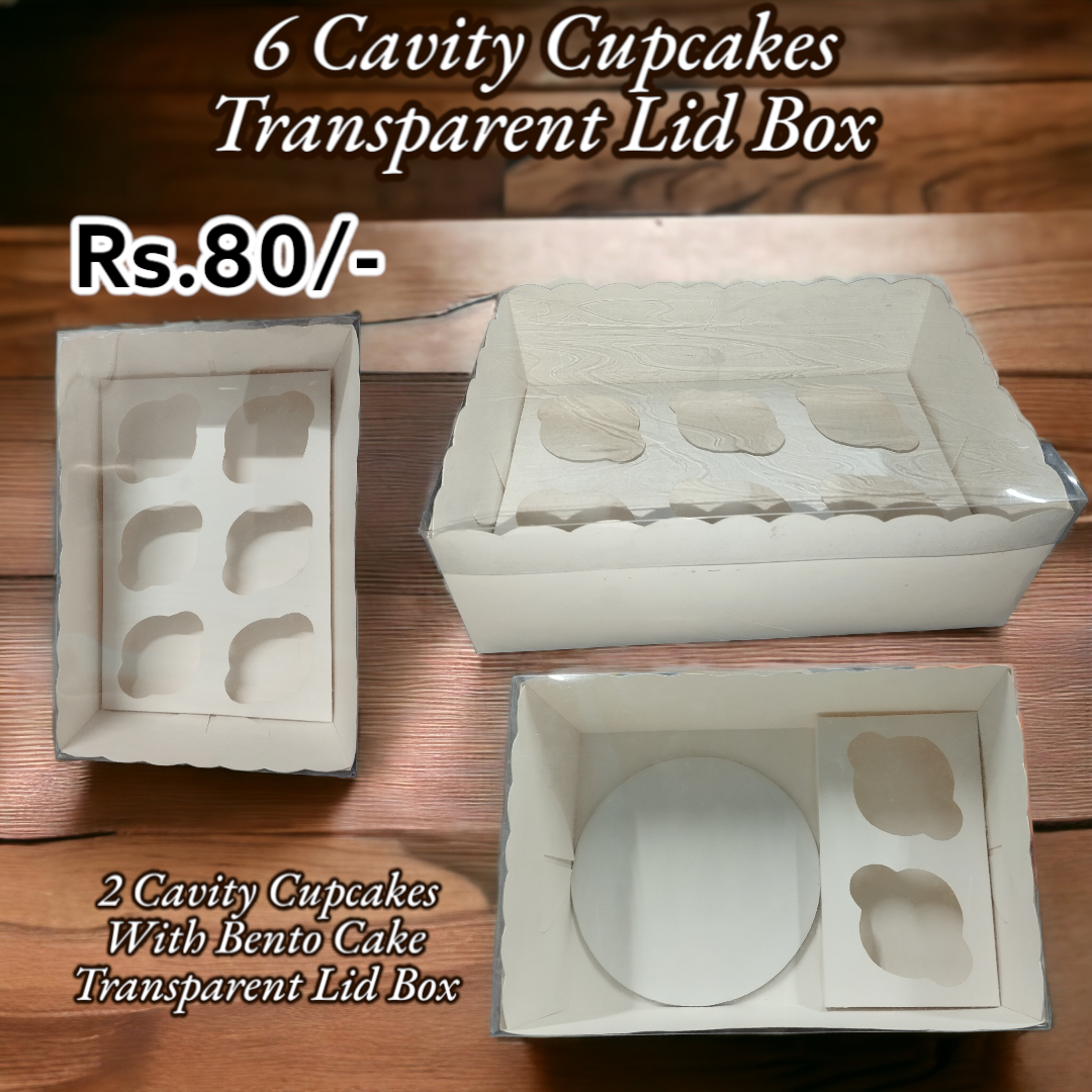 6 Cavity Cupcakes Transparent Lid Box