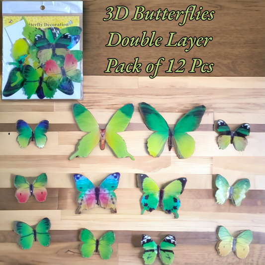 3D Butterflies Double Layer Topper Pack of 12 Pcs