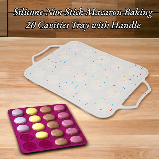 Silicone Non Stick Macaron Baking 20 Cavities Tray with Handle