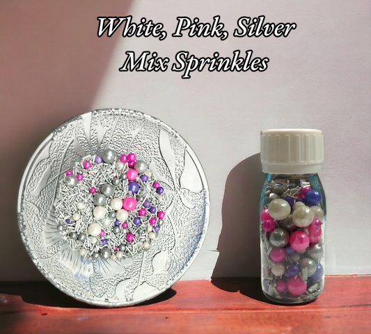 White, Pink, Silver Mix Sprinkles 30 gm Pack