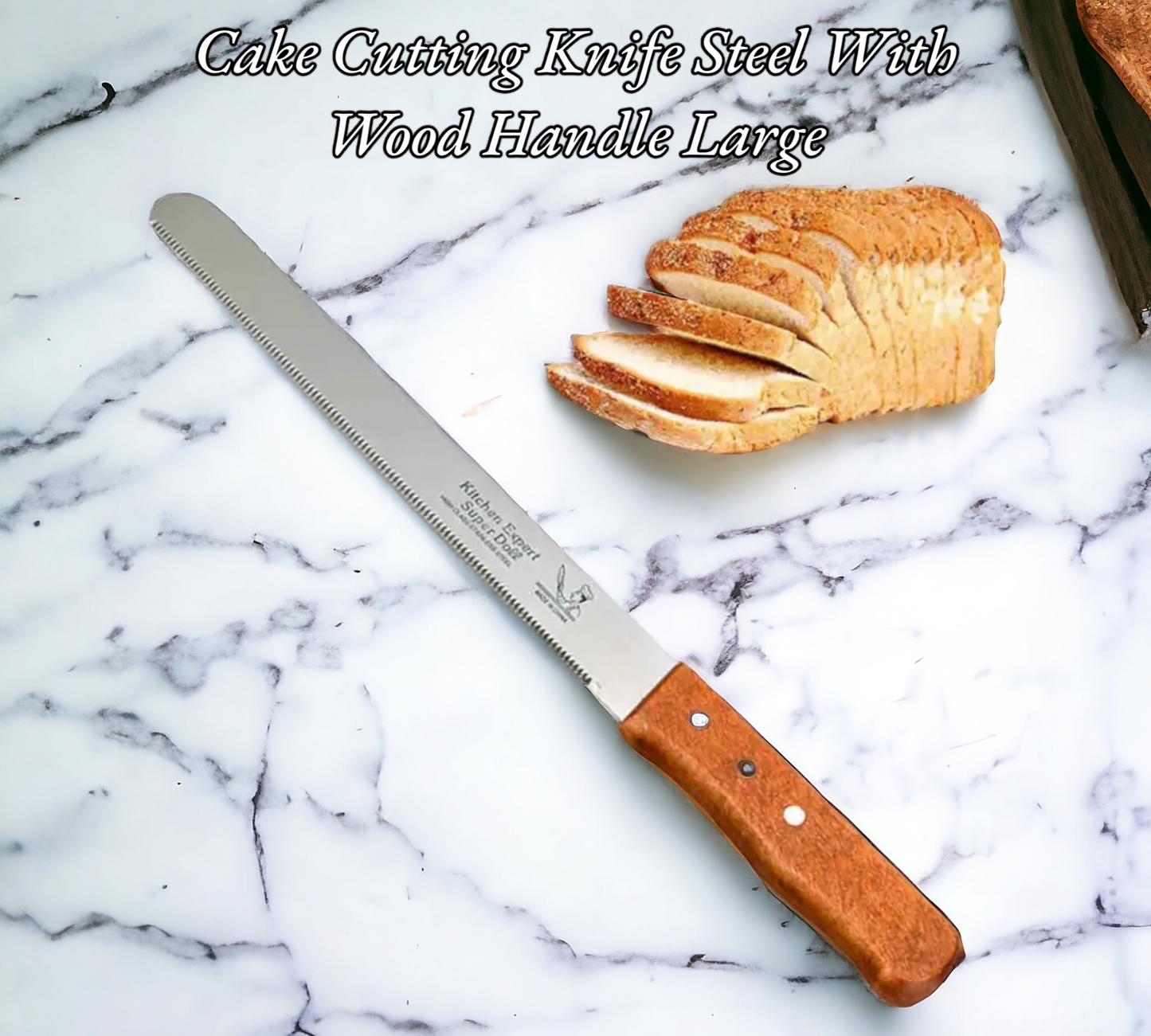 Cake Cutting Knife Steel With Wood Handle Lage