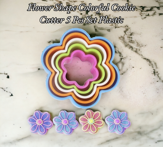 Flower Shape Colorful Cookie Cutter 5 Pcs Set Plastic