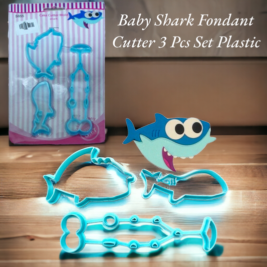 Baby Shark Fondant Cutter 3 Pcs Set Plastic