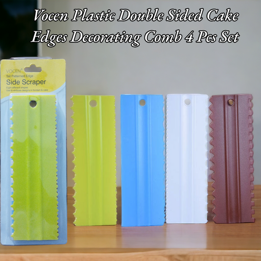 Vocen Plastic Double Sided Cake Edges Decorating Comb 4 Pcs Set