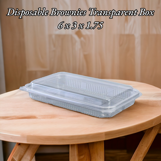 Disposable Brownies Transparent Box 6 x 3 x 1.75 ( H-1 ) Pack of 10 Pcs