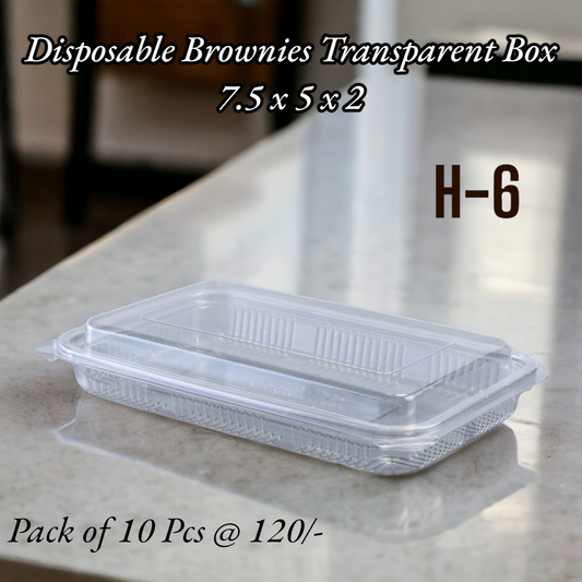 Disposable Brownies Transparent Box 7 x 5 x 2 ( H-6 ) Pack of 10 Pcs