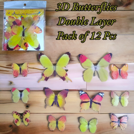 3D Butterflies Double Layer Topper Pack of 12 Pcs - Image 2