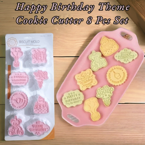 Happy Birthday Theme Cookies Cutter 8 Pcs Pack