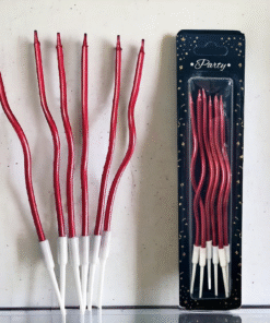 Curve Candle ( 6 Pcs Pack ) - Red Color
