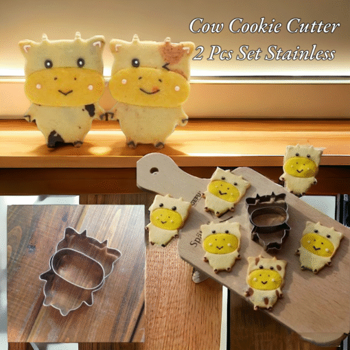 Cow Cookie Cutter 2 Pcs Set Stainless Steel