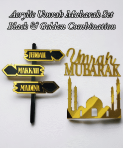 Acrylic Umrah Mubarak Set Black & Golden Combination