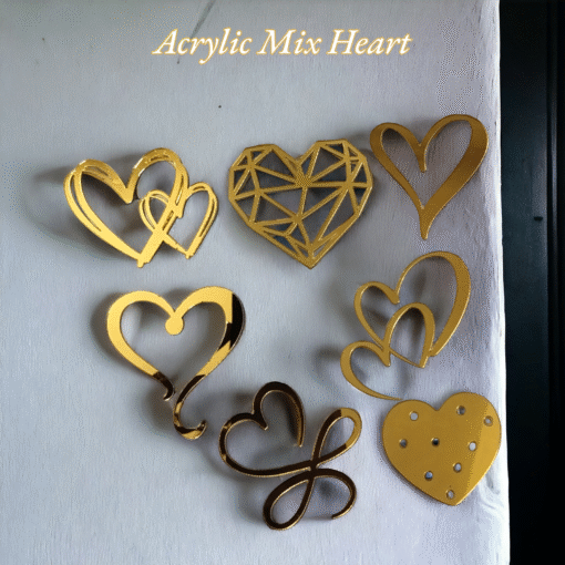 Acrylic Mix Heart Pack of 7 Pcs