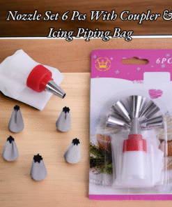 Nozzle Set 6 Pcs With Coupler & Icing Piping Bag