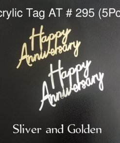 Acrylic Tag At # 295 (5 Pcs) (Happy Anniversary) - Golden