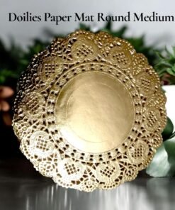 Doilies Paper Mat ( Round ) 50 Pcs Pack - Medium, Golden