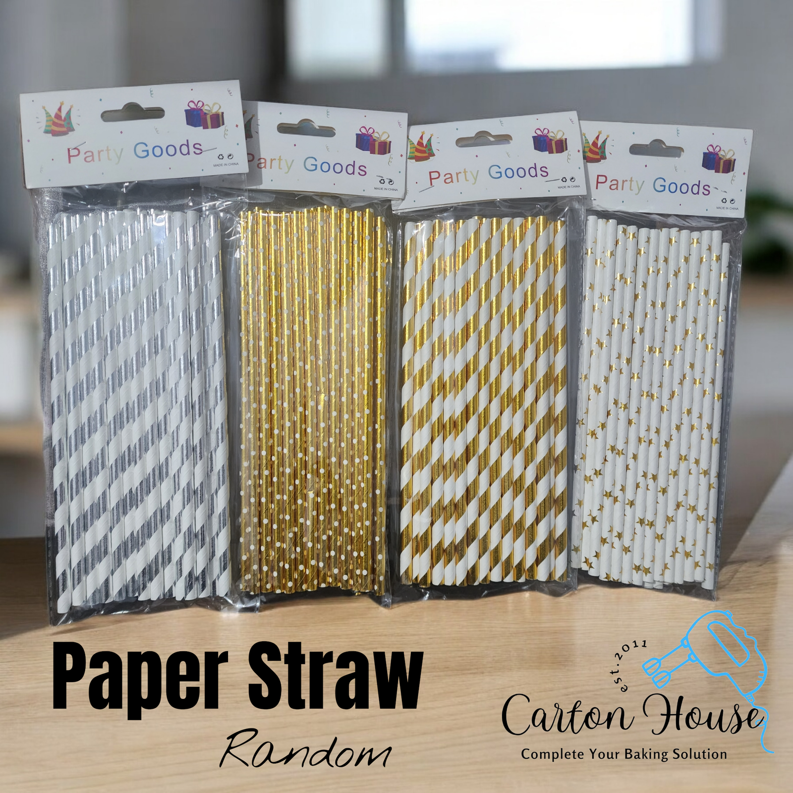 Paper Straw 25 Pcs Pack ( Random )
