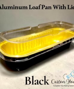Aluminum Loaf Pan With Lid Size ( 6.5 x 2.25 x 1 ) Pack of 10 Pcs - Black