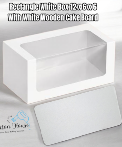 Rectangle White Box 12 x 6 x 6 With White Wooden Cake Board