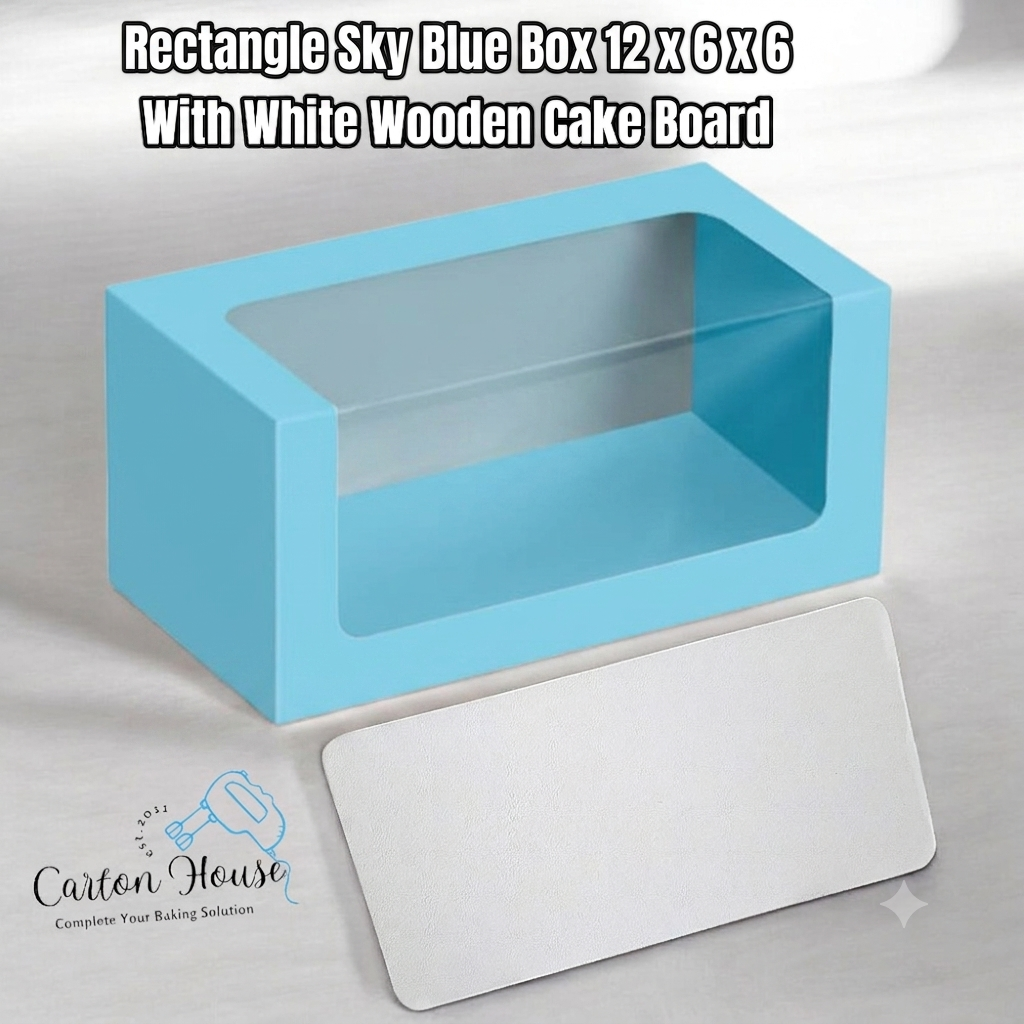 Rectangle Window Box 12 x 6 x 6 With White Wooden Cake Board - Image 3