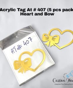 Acrylic Tag At # 407 (5 Pcs Pack) Heart and Bow