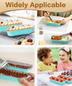 Aluminum Loaf Pan With Lid Size ( 6.5 x 2.25 x 1 ) Pack of 10 Pcs - Sky Blue