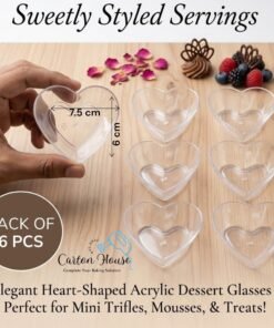 Acrylic Heart Shape Desert Glass Without Lid Pack of 6 Pcs